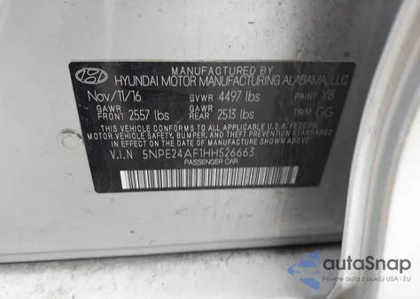 2017 Hyundai Sonata Se from USA, damaged, VIN 5NPE24AF1HH526663